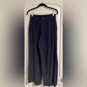 Sienna Sky Deep Blue Wide Leg Linen Pants